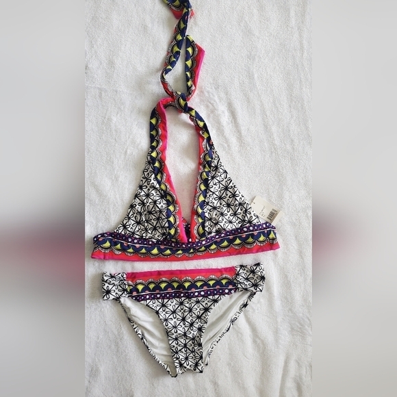 $156Trina Turk Tanzania Halter Swimwear Beach Colorful Fun bikini‎ Size 10 - Picture 1 of 16